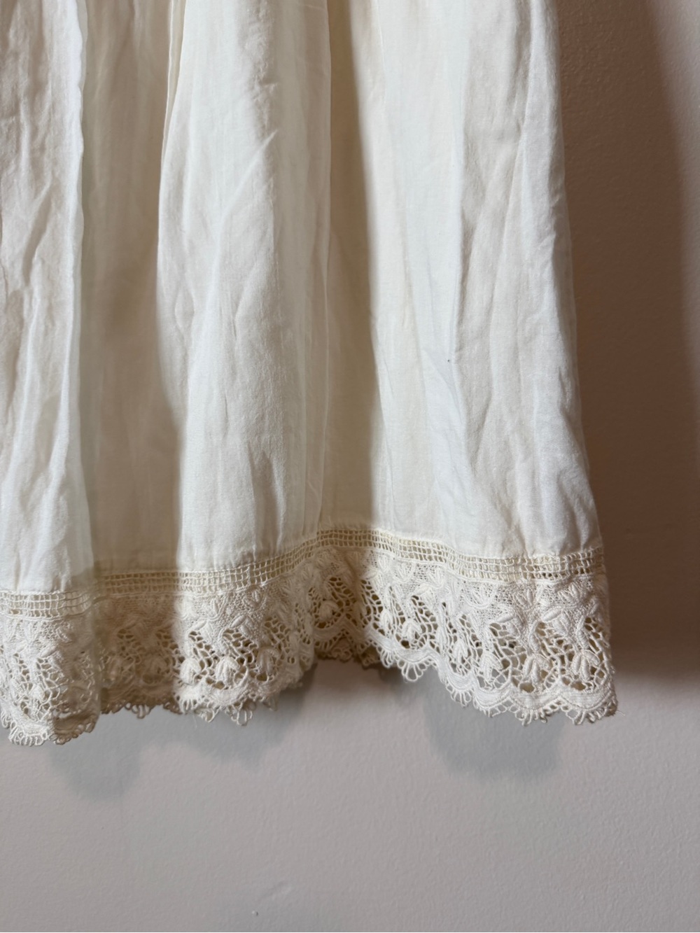 AMERICAN EAGLE cream lace trimmed lined boho maxi skirt 100% cotton size L - Picture 4 of 7